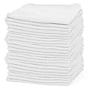 TALVANIA Shop Towels - Pack of 50 Reusable Cleaning Rags - Durable Quality Cotton - 13" x 13"- Machine Washable - Suitable for All Purposes (White)
