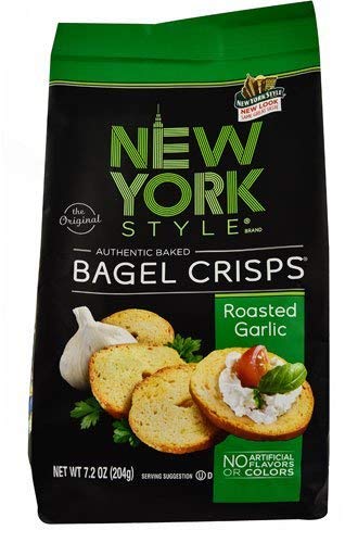 New York Style Authentic Baked Bagel Crisps, Roasted Garlic, 7.2 Ounce (Pack of 2)