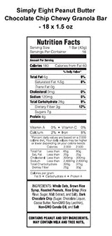 Junkless Chewy Granola Bars, Chocolate Chip, 1.5 oz., 18 Bars
