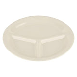 G.E.T. CP-10-DI Heavy-Duty 3-Compartment Divided Plastic Plates, 10.25", Diamond Ivory (Set of 12)