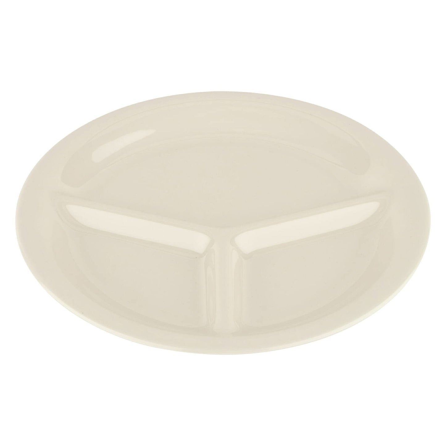 G.E.T. CP-10-DI Heavy-Duty 3-Compartment Divided Plastic Plates, 10.25", Diamond Ivory (Set of 12)