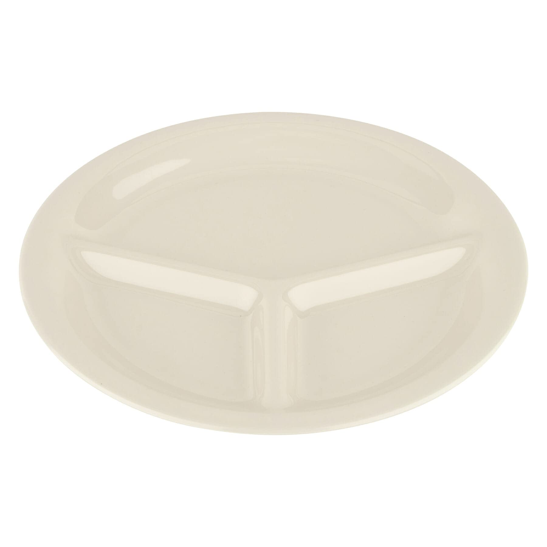 G.E.T. CP-10-DI Heavy-Duty 3-Compartment Divided Plastic Plates, 10.25", Diamond Ivory (Set of 12)