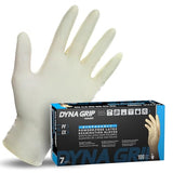 SAS Safety 650-1003 Dyna Grip Powder-Free Premium Latex Disposable Gloves, 7 Mil, Large, 100 Count , White