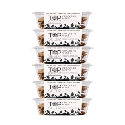 Top Seedz Certified Organic Gluten Free 6 Seed Crackers | 6-Pack | 5 Ounces | Healthy Vegan Crackers with Plant Based Protein | Made of Sunflower