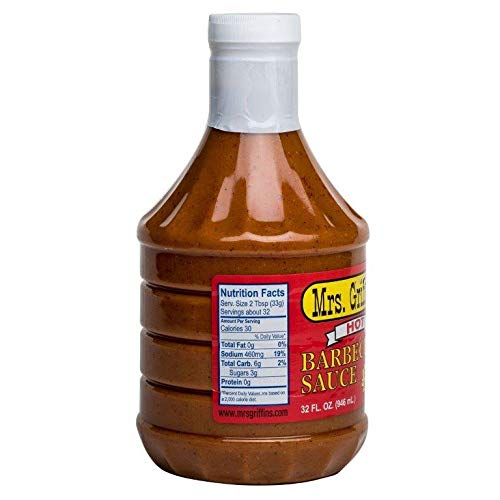 Mrs Griffin's Hot BBQ Sauce 32 oz - Tangy Mustard Based BBQ Sauce (Hot, 32 oz)