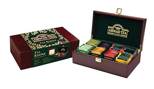 Ahmad Tea Keeper Wooden Box with 80-Count Assorted Tea Bags