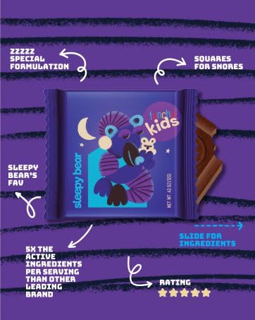 Sleepy Chocolate for Kids by The Functional Chocolate Company. 12 dark chocolate pieces with calming formula including popular botanicals such as