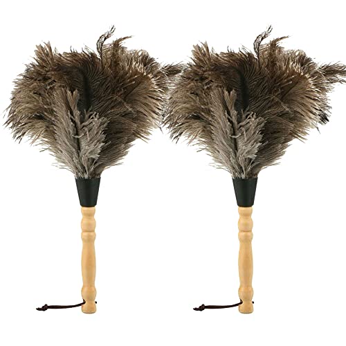 2PACKS 13" Ostrich Feather Duster Durable Dust Collecting Cleaning Tool in Wool Shop