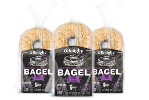 ODough's Thins Sprouted Whole Grain Flax Gluten Free Bagels Presliced (Frozen 0.50 Unit) (Pack of 6)