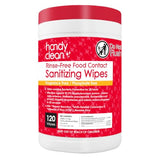 HandyClean Rinse-Free Food Contact Sanitizing Wipes Canister, Multi Surface Cleaning Supplies for Kitchen and Professional Setting One Canister (120