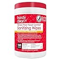 HandyClean Rinse-Free Food Contact Sanitizing Wipes Canister, Multi Surface Cleaning Supplies for Kitchen and Professional Setting One Canister (120