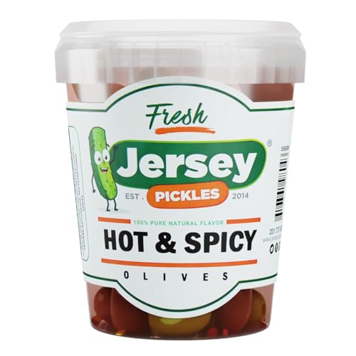 Jersey Pickles - Hot Mix Olives Combo - Olives Stuffed - Hand-Stuffed Gourmet Olive with Premium Fillings for Snacks, Charcuterie & Cocktails (Quart)