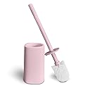 BOLLAER Toilet Brush and Holder, Modern Design Bathroom Brush Long Handle Toilet Bowl Brush for Bathroom Toilet, Toilet Brush and Holder Set (Pink)