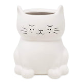 Isaac Jacobs White Ceramic Cat Toilet Bowl Brush Holder with Chrome Metal Handle (Unassembled) - Bathroom Accessory & Cleaning Storage (Cat)