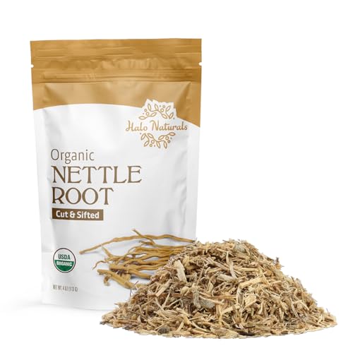 Halo Naturals Organic Nettle Root Cut & Sifted, 4 Ounces (Urtica dioica) USDA Certified | Resealable Pouch| Packaged in The USA