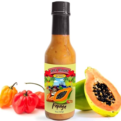 Spicy Delight Best Hot Sauce by Flavor Pirate, Aruba Hot Sauce Made With Habanero Pepper, Papaya, and Spices, Caribbean Inspired Papaya Spicy Salsa