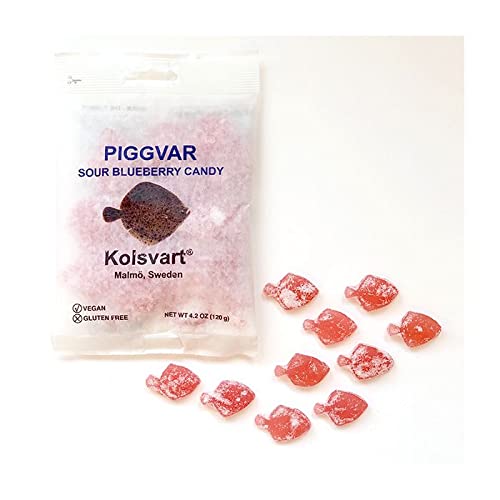 Kolsvart Swedish Gummy Fish & Licorice Candy | Vegan & Gluten Free | 4.2 OZ | Pack of 5 | Sour Blueberry