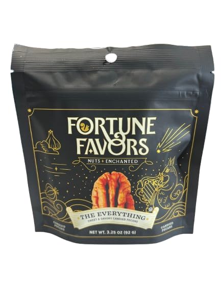 Fortune Favors Candied Pecans, Sweet and Salty Snack, Hand Crafted in Small Batches, USA-Grown (3.25-oz, Savory)