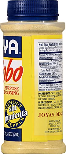 Adobo All Purpose Seasoning without Pepper by Goya, Poultry, Seafood, Meat, and Vegetable Seasoning, Fat Free and Calorie Free Latin Spice Blend