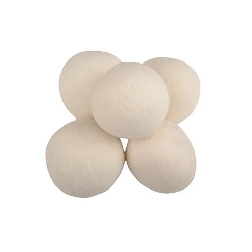 Chuanghe&LP XL Wool Dryer Balls, Natural Fabric Softener, Reusable, Reduces Wrinkles, Saves Drying Time (6), White