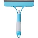 Shower Squeegee for Glass Doors All-Purpose Window Squeegee for Tile Shower Walls Mirror Bathroom Car Window Cleaning (Blue)
