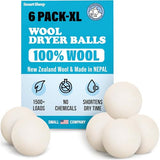 Wool Dryer Balls - Smart Sheep 6-Pack - XL Premium Natural Fabric Softener Award-Winning - Wool Balls Replaces Dryer Sheets - Wool Balls for Dryer