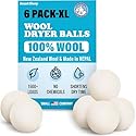 Wool Dryer Balls - Smart Sheep 6-Pack - XL Premium Natural Fabric Softener Award-Winning - Wool Balls Replaces Dryer Sheets - Wool Balls for Dryer