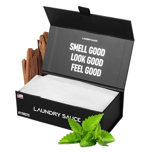 Laundry Sauce - Laundry Dryer Sheets (Australian Sandalwood), Luxury Fragrance, Contains Essential Oils, Softens Fabric, Removes Static Cling
