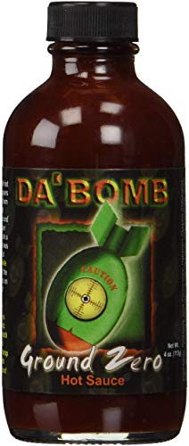 Da Bomb - Ground Zero - Original Hot Sauce - 321,900 Scovilles - 4oz Bottle - Made in USA with Habanero Peppers- Non-GMO, Gluten Free, Sugar Free