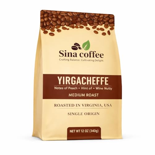 SINA COFFEE Premium Ethiopian Yirgacheffe - Single Origin Medium Roast Whole Bean Coffee - 16oz Freshly Roasted”