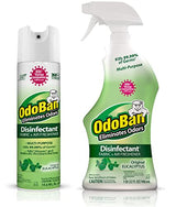 OdoBan Ready-to-Use Disinfectant and Odor Eliminator, Cleaner and Fabric/Air Freshener, Set of 2, 14.6 Ounce 360-Degree Continuous Spray and 32 Ounce