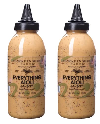 Everything Aioli Sauce - Bold & Creamy Condiment for Sandwiches, Burgers & Dips, Gluten Free, Keto, Low Carb by Terrapin Ridge Farms - 2 x 13 oz