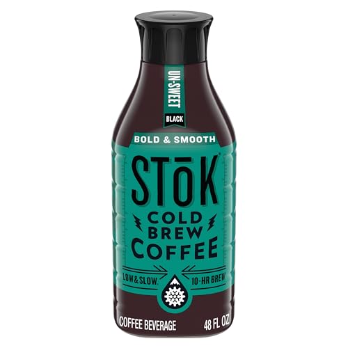 SToK Bold & Smooth Black Unsweetened Cold Brew Coffee, Ready to Drink Bottled Coffee, 48 fl oz