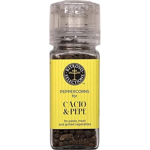 Ritrovo Selections Peppercorns in Grinder for Cacio & Pepe, 2.3 Ounce Jar