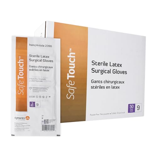 Powder Free Latex Surgeon/Surgical Gloves, Size 9, Sterile, 50 Pair/Box