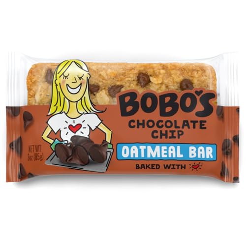 Bobo's Chocolate Chip Oat Bars, Simple Ingredients, Whole Grain Oats, Plant Based, Gluten Free Breakfast Bars, Non-GMO, Healthy Snacks for Adults