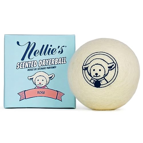 Nellie's Scented Wool Dryerball - Rose Scented - Made with 100% Pure New Zealand Wool and Lasts Approximately 50 Drying Loads - Silent in Your Dryer!