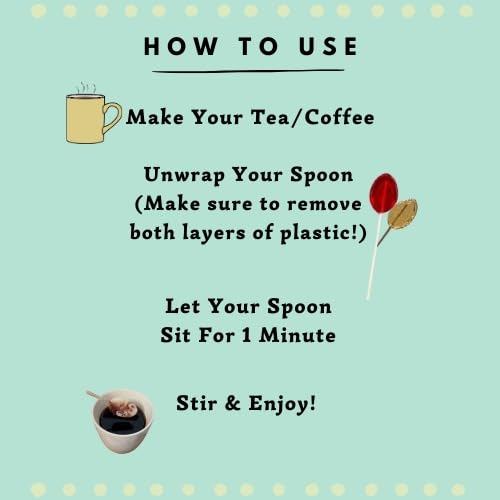 Peppermint Candy Spoons - Edible Stirring Spoons for Hot Beverages & Desserts | 6 Spoons | GLUTEN FREE | Naturally Flavored | Real Honey | Great