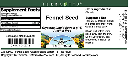 Fennel Seed - Glycerite Liquid Extract (1:5) - No Flavor (1 fl oz, ZIN: 428097) - 2 Pack