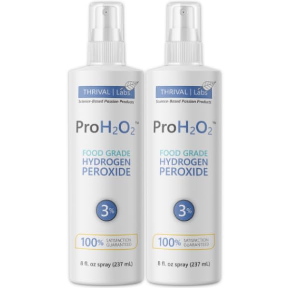 Thrival Labs ProH2O2 3% Food Grade Hydrogen Peroxide - Natural Cleaner & Disinfectant - Suitable for Household Use - Ideal for Cleaning, Sanitizing