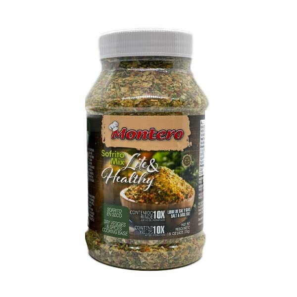 Montero Sofrito Mix 15oz - Dry Veggies & Spices Cooking Base - Salt & MSG Free - Natural Ingredients - Lite & Healthy (Made in Puerto Rico)