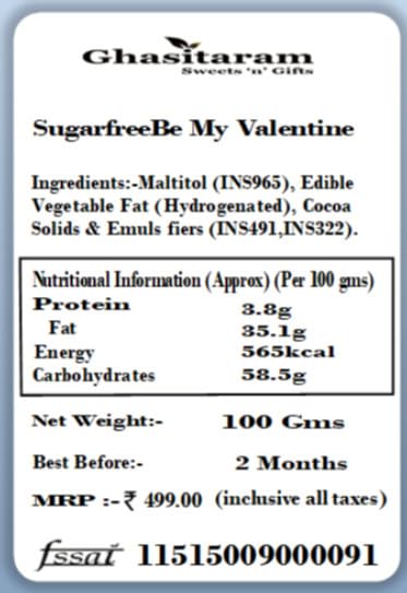 Valentine Gifts- SugarfreeBe My Valentine