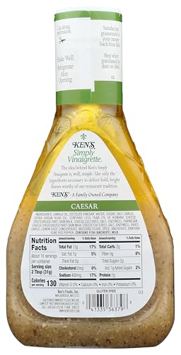 Ken's Steak House Simply Vinaigrette Caesar Salad Dressing, 16 Fluid Ounces