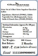 Ghasitaram Gifts Rakhi Gifts for Brothers Rakhi Gifts for Sister Set of 4 Best Sister Sugafree Chocolate Lollies