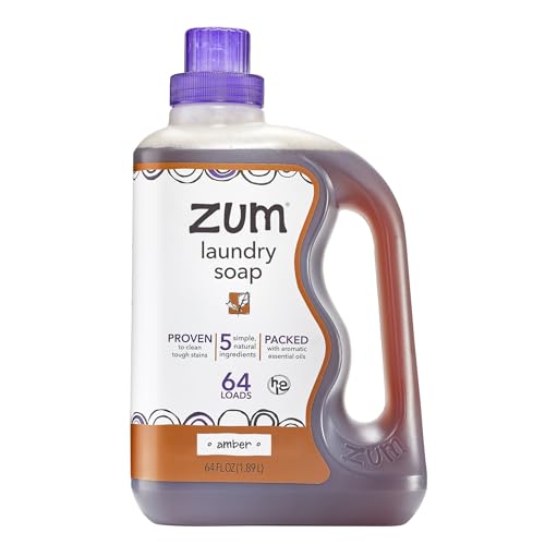 Indigo Wild Zum Clean Laundry Soap - Plant-Based Liquid Laundry Soap - Contains Baking Soda, Essential Oils & Saponified Coconut Oil - Amber - 64 fl