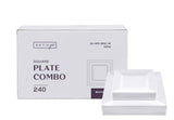 SETUP [Case of 240 Combo White Square Plates, Disposable Plastic Plates - Premium Heavy-Duty 120 Disposable 9.5" Dinner Party Plates and 120