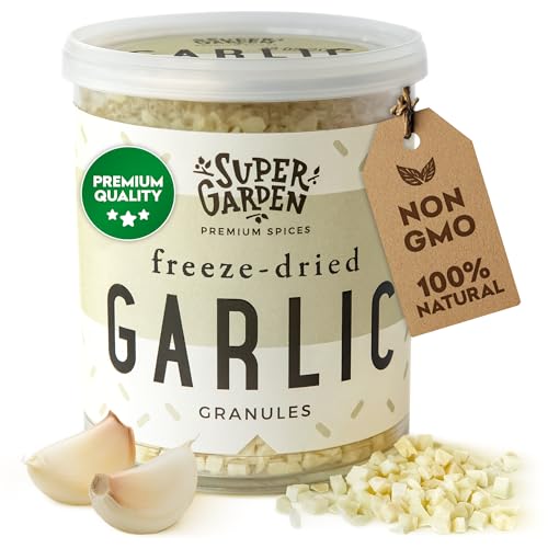 Super Garden Freeze Dried Garlic Granules | 100% Natural, No Artificial Additives or Preservatives | Perfect Granulated Garlic for Cooking, Seasoning