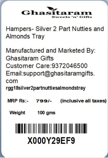 Ghasitaram Gifts Mother's Day Gifts - Hampers- Silver 2 Part Nutties and Almonds Tray