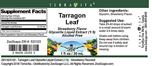 Tarragon Leaf Glycerite Liquid Extract (1:5) - Strawberry Flavored (1 oz, ZIN: 523103)