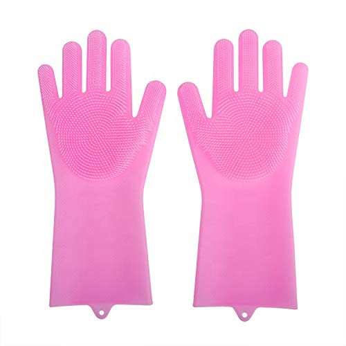 Multifunctional Sponge Cleaning Foam Gloves, Reusable Magic Silicone Bristle dishwashing Gloves, Heat-Resistant, Non-Slip